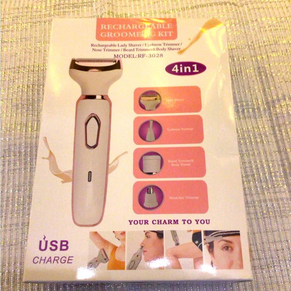 Rechargeable 4 in 1 Grooming Set! Pink & White! New in Box!